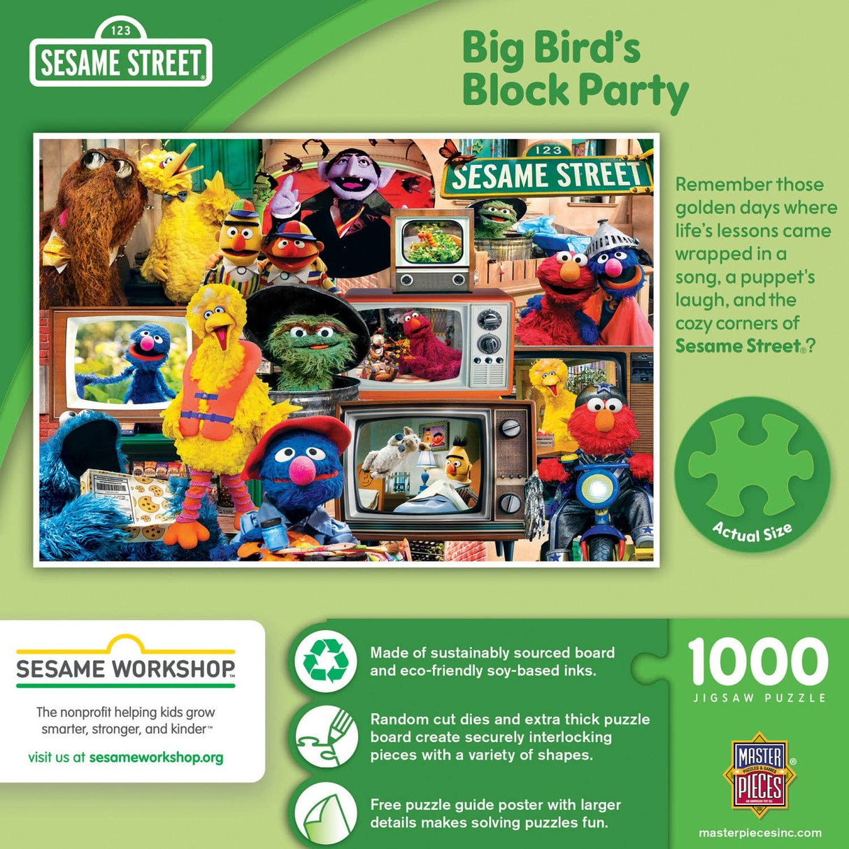 Sesame Street - Big Bird's Block Party 1000 Piece Puzzle by Masterpieces Puzzles - Masterpieces Puzzles - Jigsaw Puzzles - The Puzzle Center