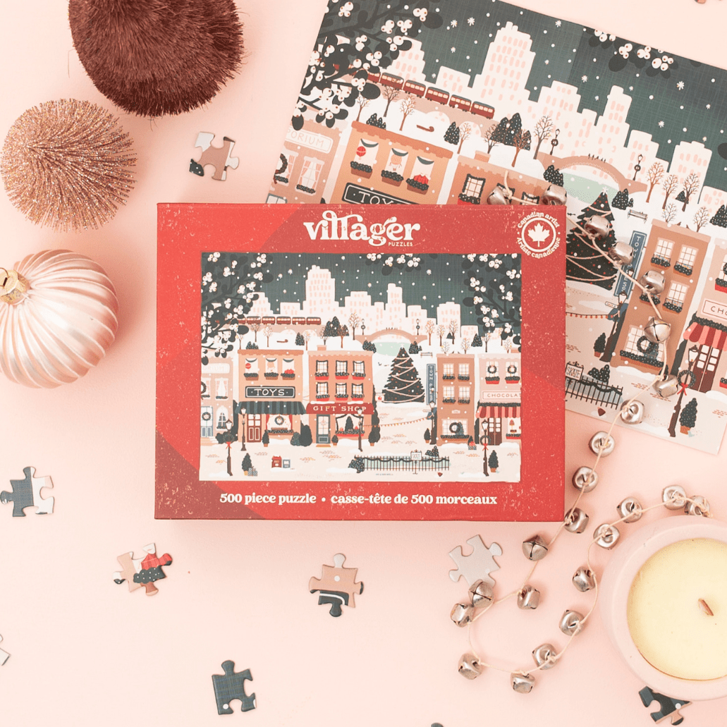 Small Town Holiday 500 Piece Jigsaw Puzzle | Villager - Jigsaw Puzzles - The Puzzle Center