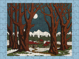 Snowy Cabins 120 Piece Double Sided Jigsaw Puzzle | Pomegranate - Jigsaw Puzzles - The Puzzle Center