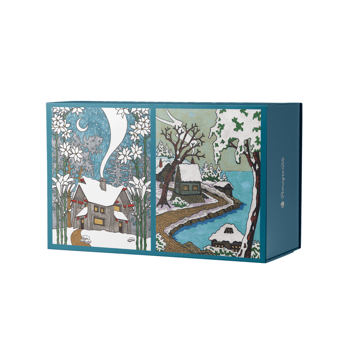 Snowy Cabins 120 Piece Double Sided Jigsaw Puzzle | Pomegranate - Jigsaw Puzzles - The Puzzle Center
