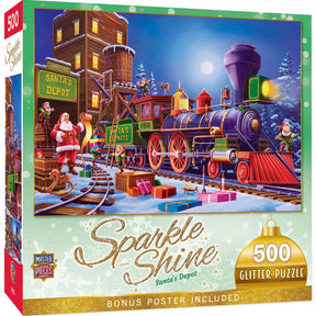 Sparkle & Shine - Santa's Depot 500 Piece Glitter Jigsaw Puzzle | Masterpieces Puzzles - Jigsaw Puzzles - The Puzzle Center