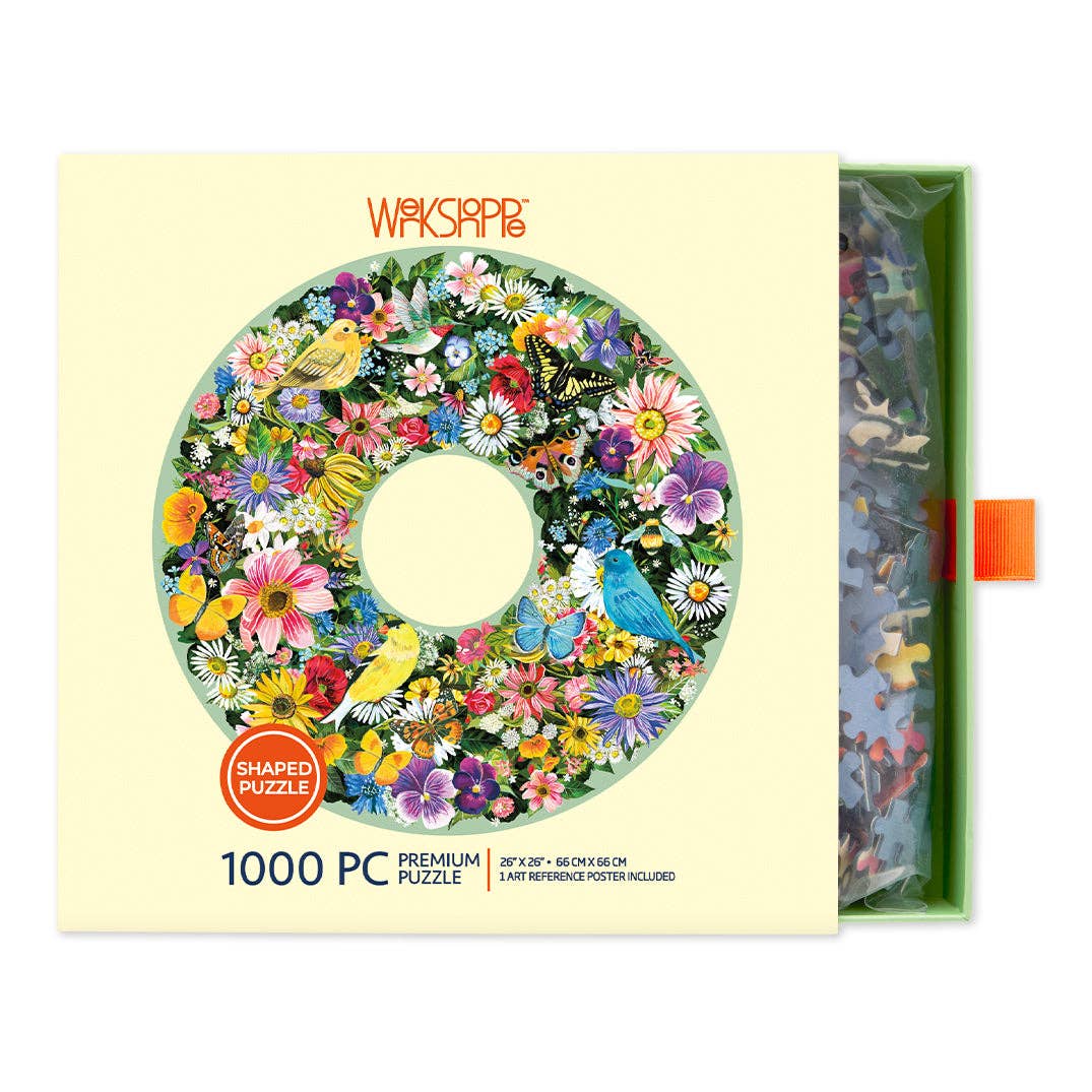 Spring Floral Wreath 1000 Piece Jigsaw Puzzle | WerkShoppe - Jigsaw Puzzles - The Puzzle Center
