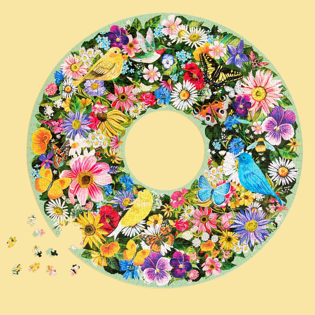 Spring Floral Wreath 1000 Piece Jigsaw Puzzle | WerkShoppe - Jigsaw Puzzles - The Puzzle Center