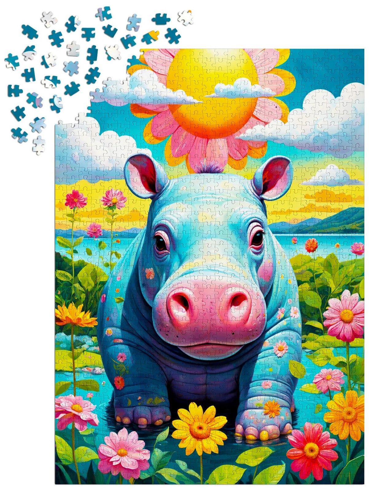 Sunny Hippo 1000 Piece Jigsaw Puzzle | Enjoy Puzzles - Jigsaw Puzzles - The Puzzle Center