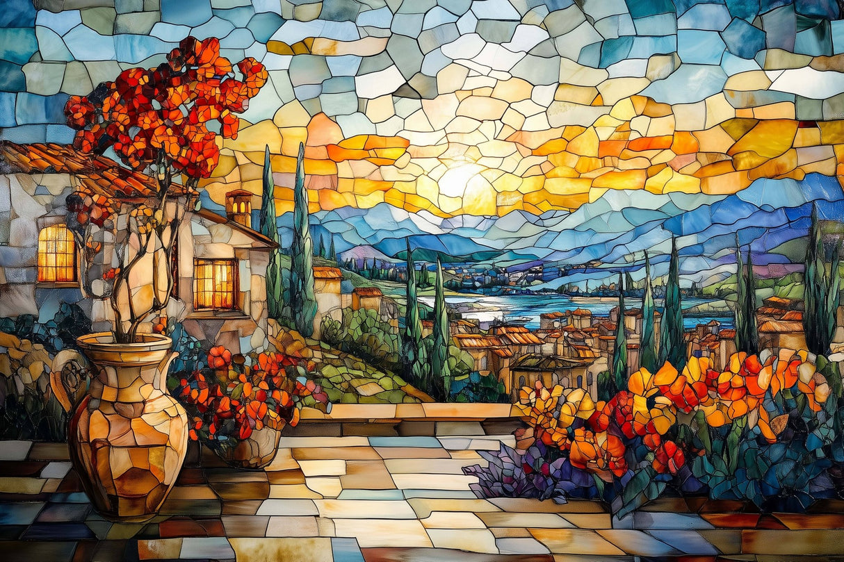 Sunset Serenity Stained Glass 1000 Piece Jigsaw Puzzle | Trippy Puzzle Co - Jigsaw Puzzles - The Puzzle Center