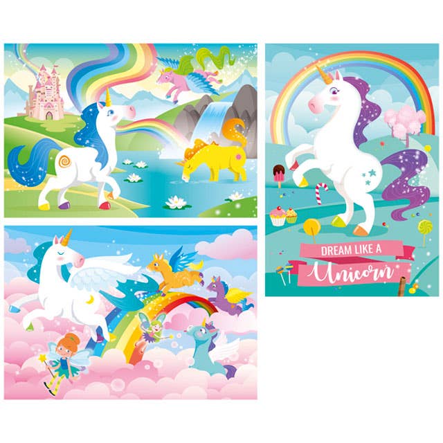Supercolor Puzzle - 3 Puzzles 48 pieces each - Unicorn Brilliant by Clementoni - Clementoni - Jigsaw Puzzles - The Puzzle Center - 