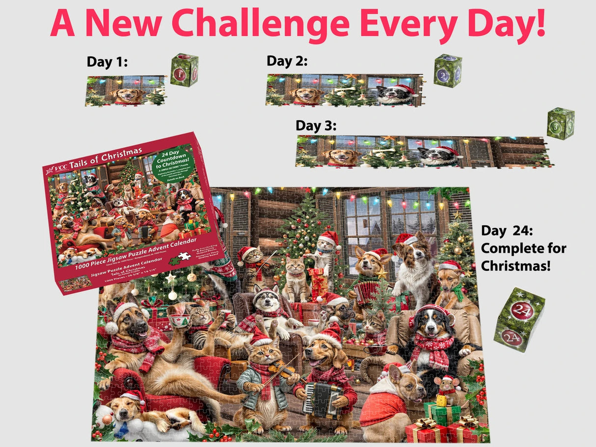 Tails of Christmas Advent Calendar 1000 Pieces | Vermont Christmas Co