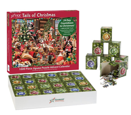 Tails of Christmas Advent Calendar 1000 Pieces | Vermont Christmas Co - Jigsaw Puzzles - The Puzzle Center