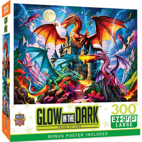 Triad of Fire 300 Piece Glow in the Dark Jigsaw Puzzle | Masterpieces - Masterpieces Puzzles - Jigsaw Puzzles - The Puzzle Center