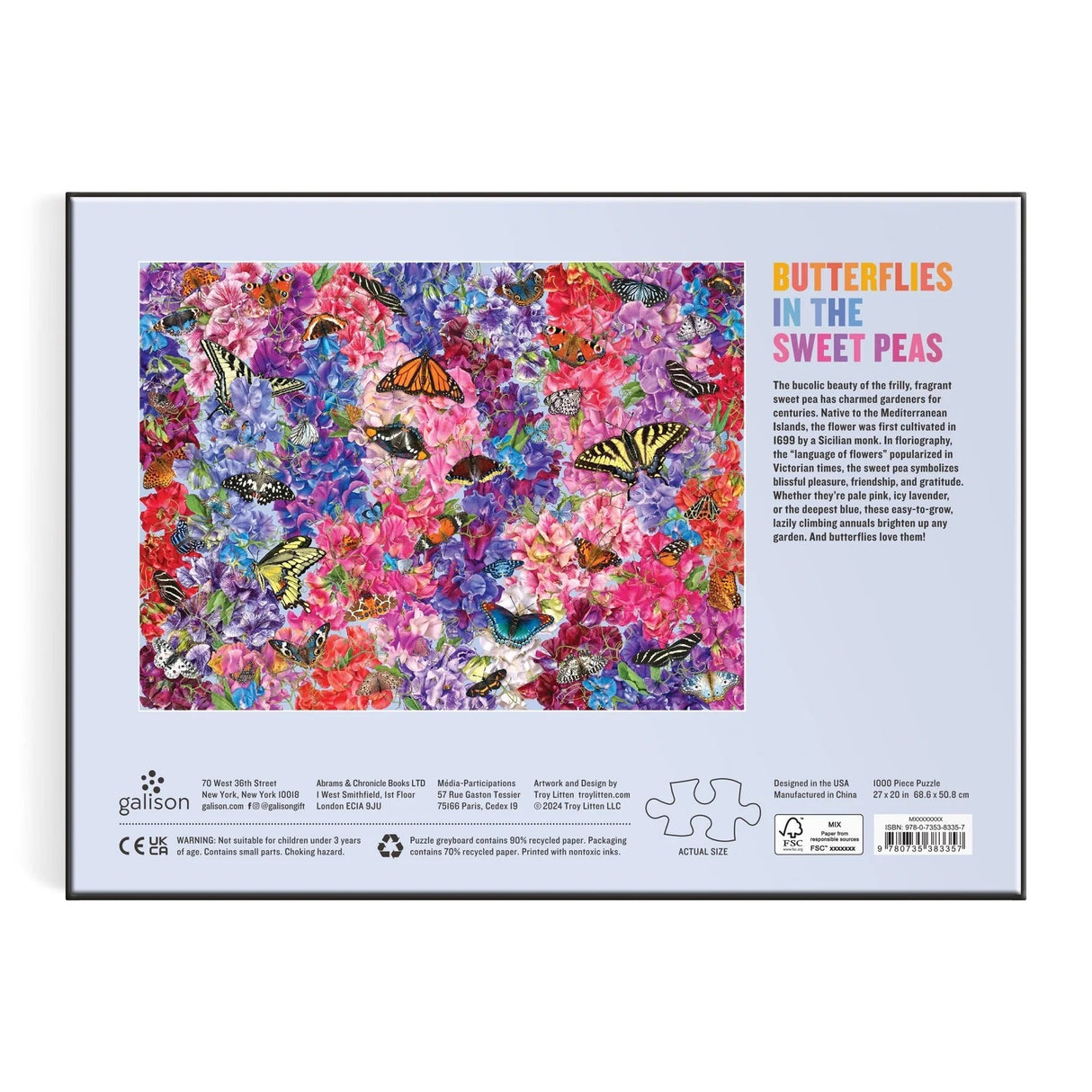 Troy Litten Butterflies In the Sweet Peas 1000 Piece Jigsaw Puzzle | Galison - Jigsaw Puzzles - The Puzzle Center