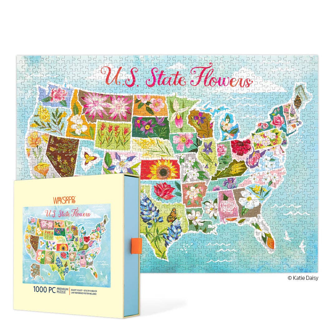 U.S. State Flowers 1000 Piece Jigsaw Puzzle | WerkShoppe - Jigsaw Puzzles - The Puzzle Center