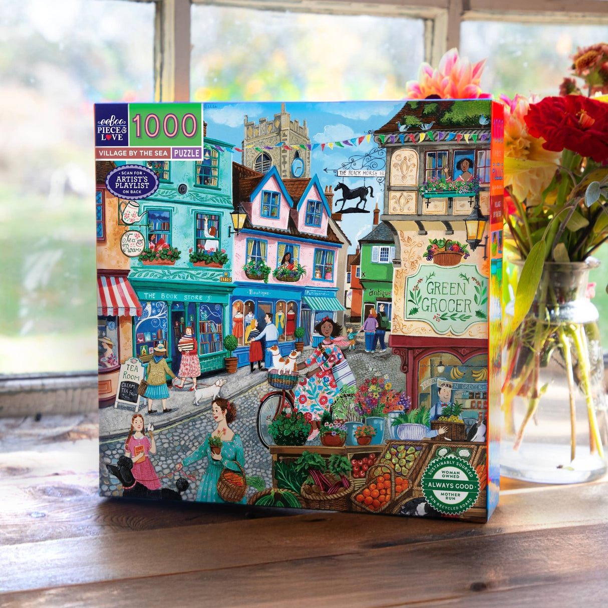 Village by the Sea 1000 Piece Jigsaw Puzzle | eeBoo - Jigsaw Puzzles - The Puzzle Center