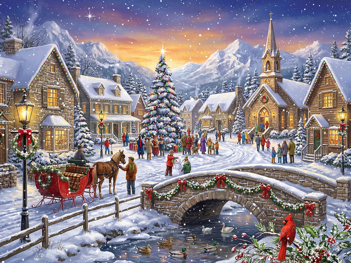 Village Christmas 500 Piece Jigsaw Puzzle | Vermont Christmas Co