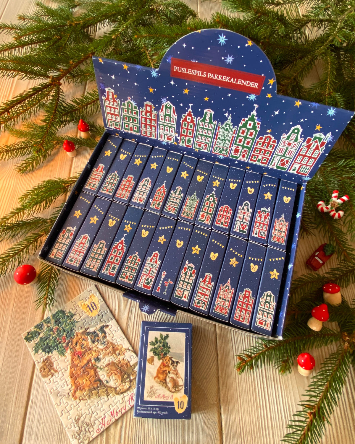 Christmas Advent Calendar - 24 minipuzzles - Vintage Postcards  Piece Jigsaw Puzzle | Penny Puzzle