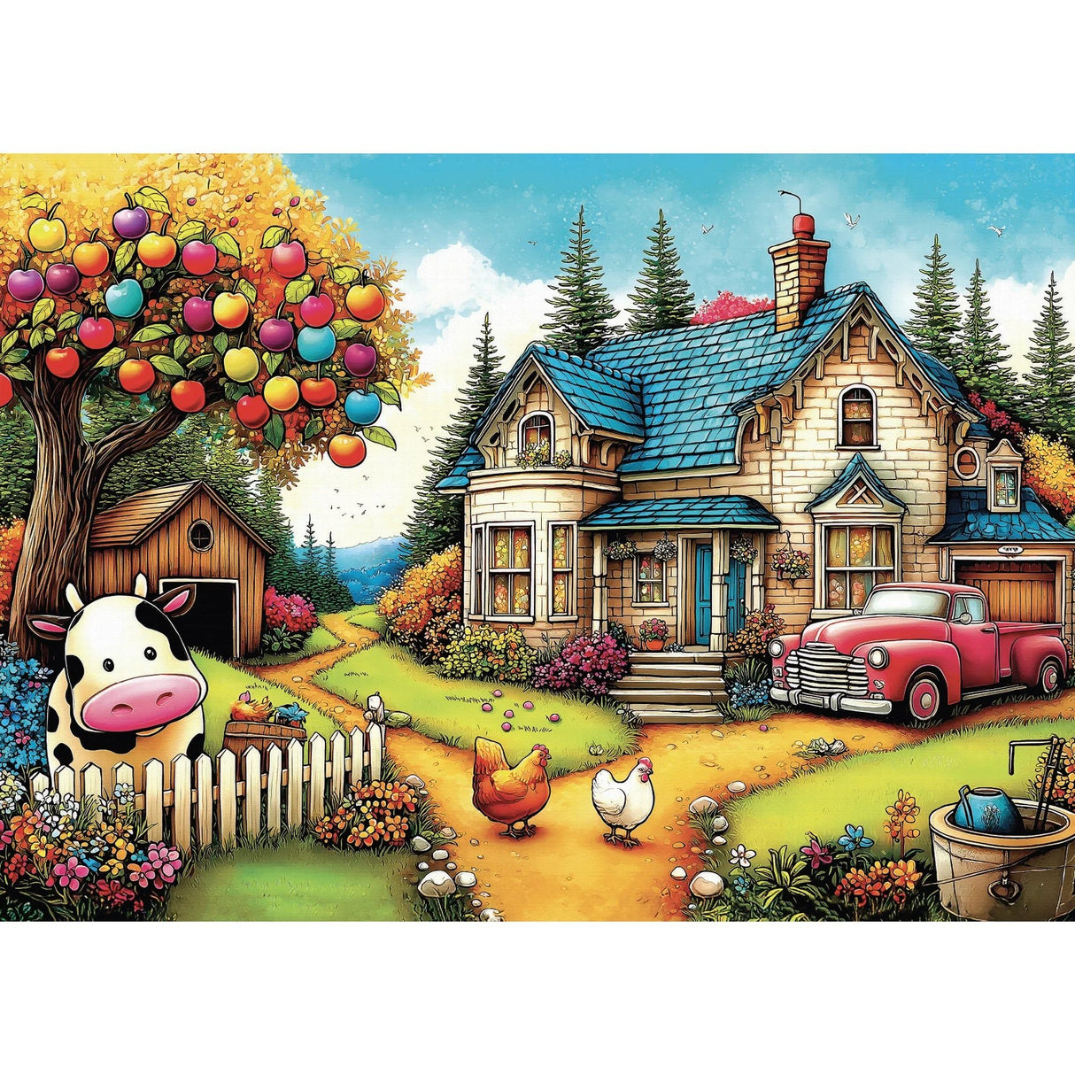Vivid Farm Life 1000 Piece Jigsaw Puzzle | Delfy Puzzles - Jigsaw Puzzles - The Puzzle Center