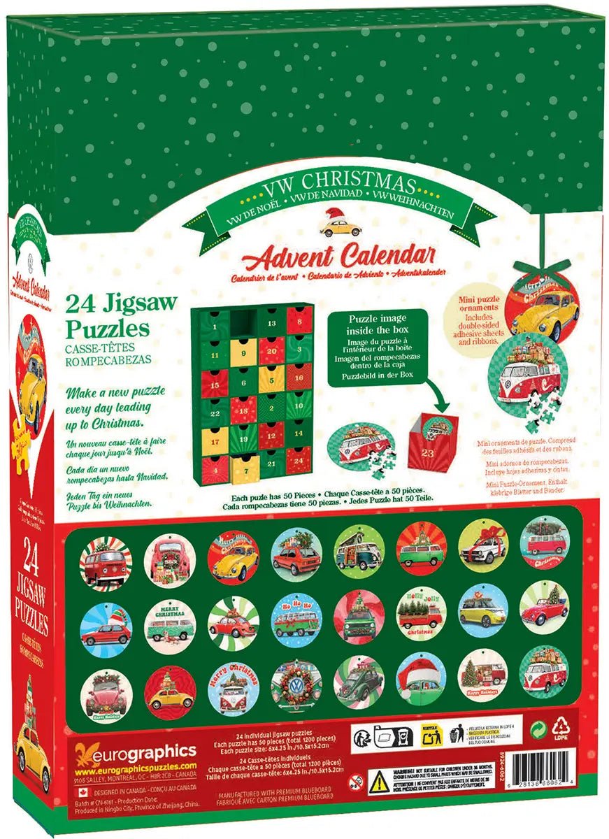 VW Christmas 24 x 50 Piece Advent Calendar Jigsaw Puzzles | Eurographics - Jigsaw Puzzles - The Puzzle Center