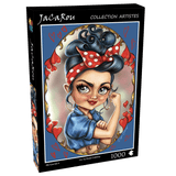 Box for We Can Do It jigsaw puzzle by JaCaRou Puzzles with bold colors and empowering design - jigsaw puzzle for adults.