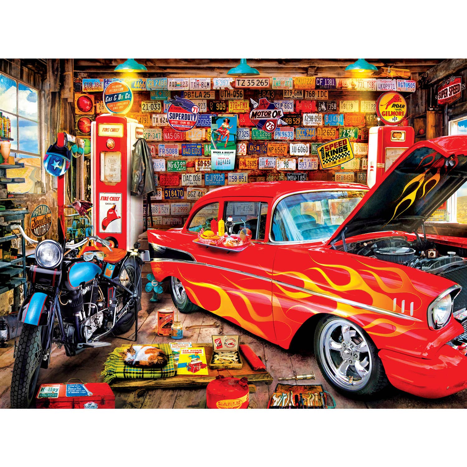 ジグソーパズル 370H55V Retro Garage 750 Piece Jigsaw Puzzle – The Puzzle Center