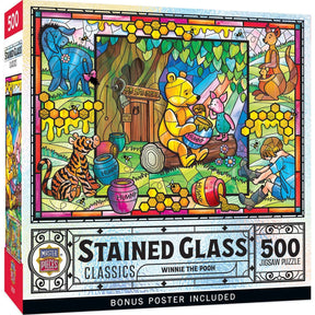 Winnie the Pooh Stained Glass 500 Piece Jigsaw Puzzle by Masterpieces Puzzles - Masterpieces Puzzles - Jigsaw Puzzles - The Puzzle Center
