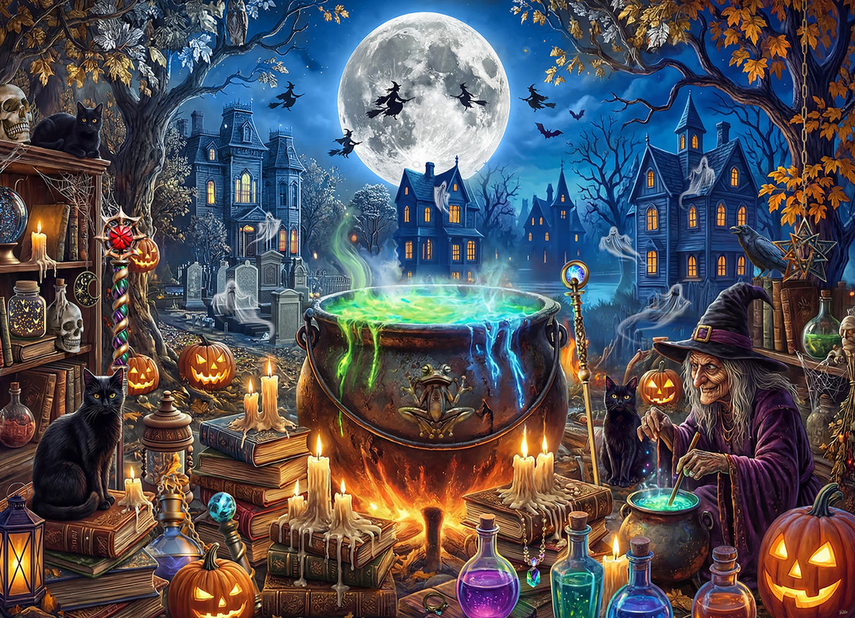 Witch's Cauldron 1000 Piece Jigsaw Puzzle | Vermont Christmas Co