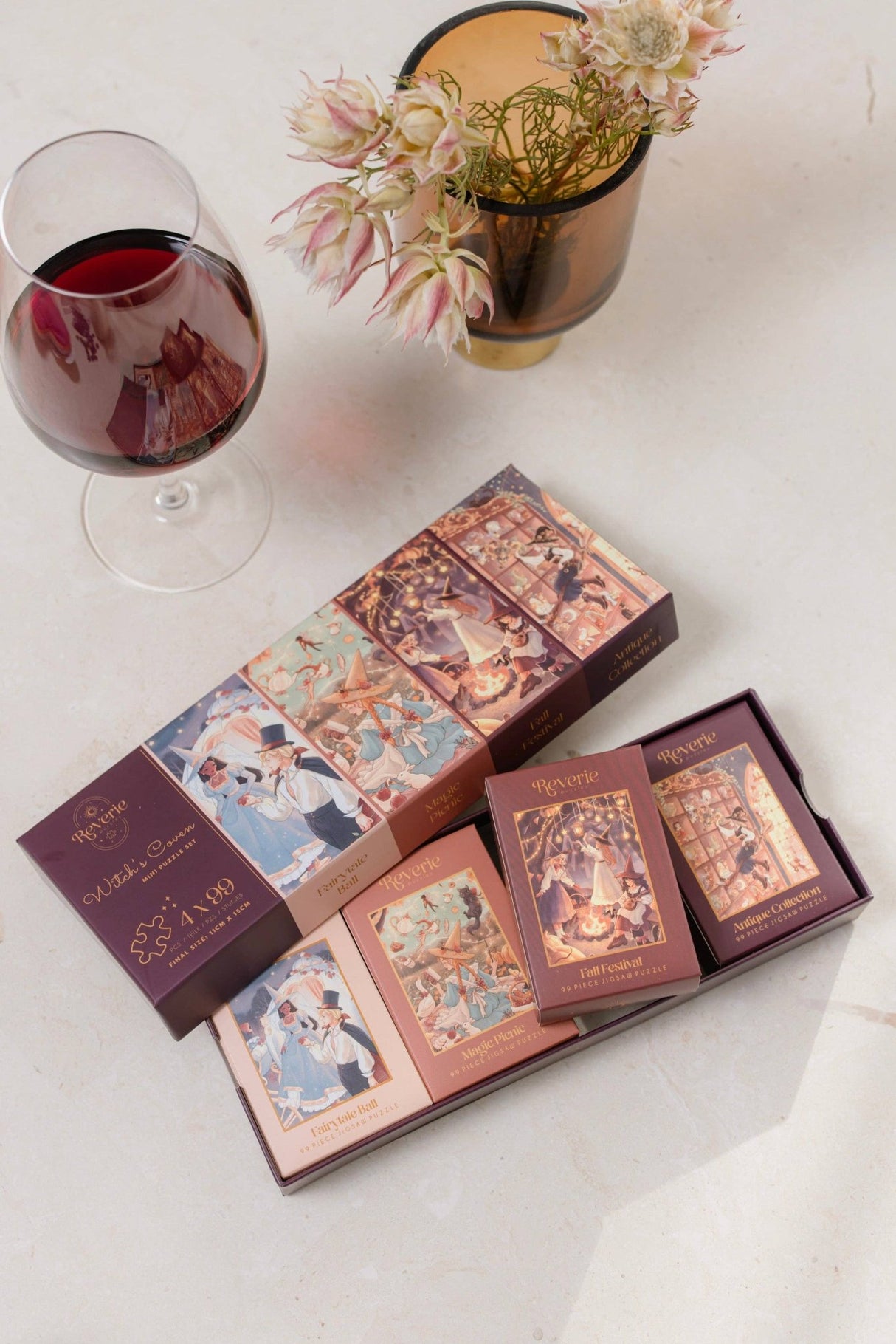 Witch's Coven 4 x 99 Piece Mini Jigsaw Puzzle Set | Reverie - Jigsaw Puzzles - The Puzzle Center