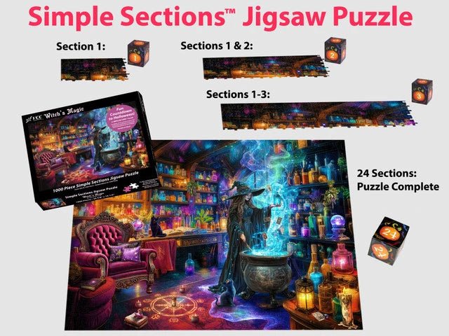 Witch's Magic Simple Sections® 1000 Piece Advent Style Jigsaw Puzzle | Vermont Christmas Co - Jigsaw Puzzles - The Puzzle Center