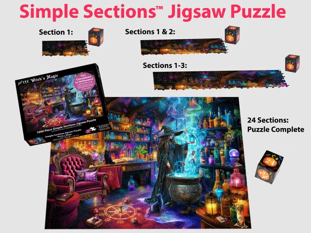 Witch's Magic Simple Sections® 1000 Piece Advent Style Jigsaw Puzzle | Vermont Christmas Co