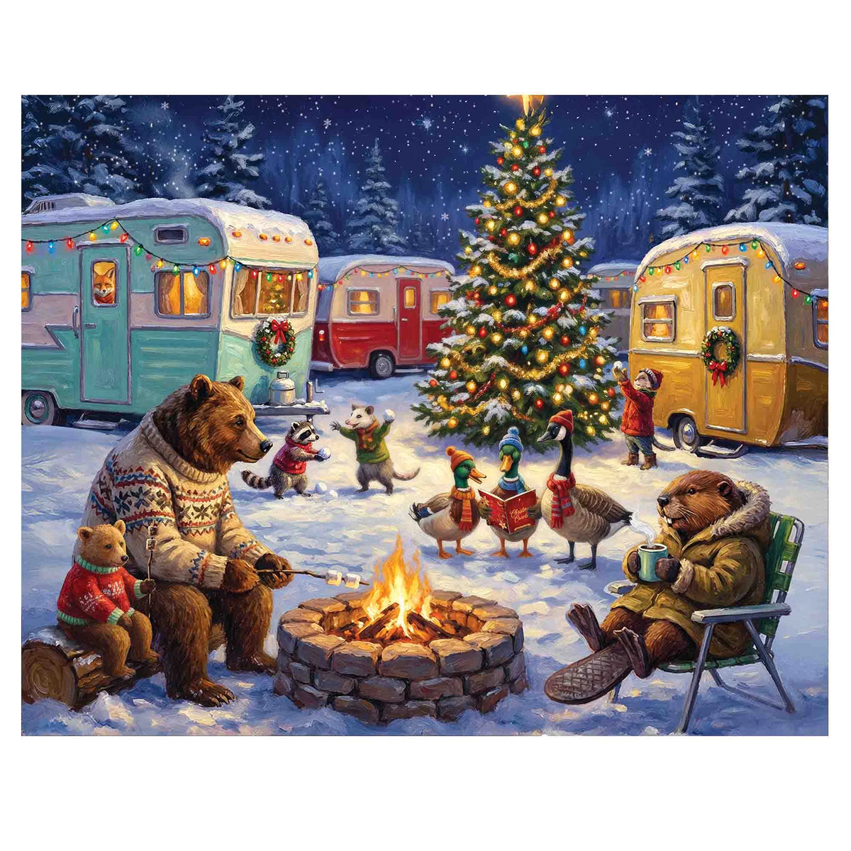 Woodland Christmas Campfire 1000 Piece Jigsaw Puzzle | Springbok Puzzles
