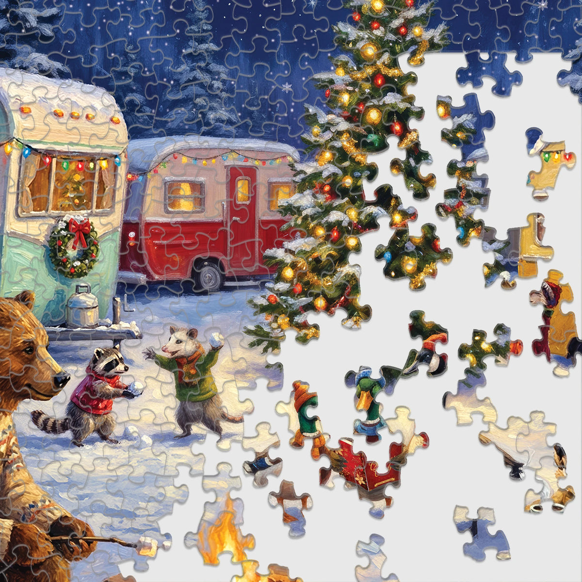 Woodland Christmas Campfire 1000 Piece Jigsaw Puzzle | Springbok Puzzles